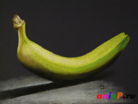 Как нарисовать банан пастелью
