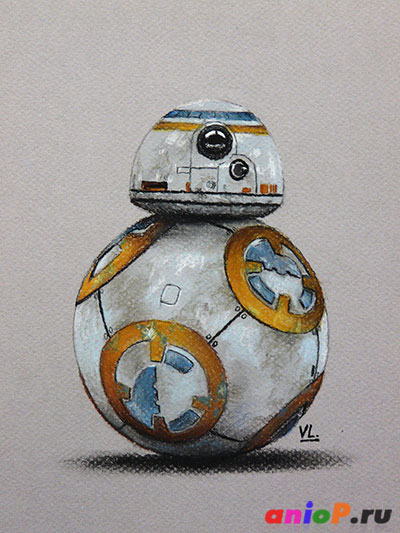 Робот BB-8 - рисунок пастельными карандашами